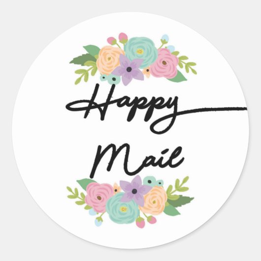Happy Mail Sticker - Blumendesign!! (Vorderseite)
