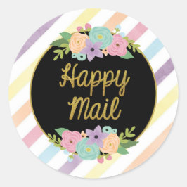 Happy Mail Sticker - pastellfarbene Regenbogenstre