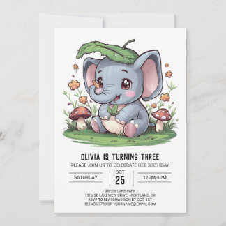 Happy Majestic Elephant Digital Geburtstag Einladung