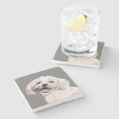 Happy Maltese Doggy Marble Untersetzer (Seitenansicht)
