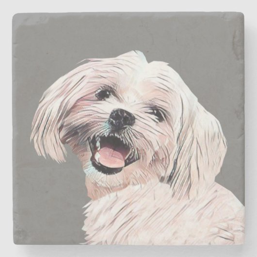 Happy Maltese Doggy Marble Untersetzer (Vorderseite)