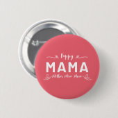Happy MAMA - Mutter Mama Mum White Writing Button (Vorne & Hinten)