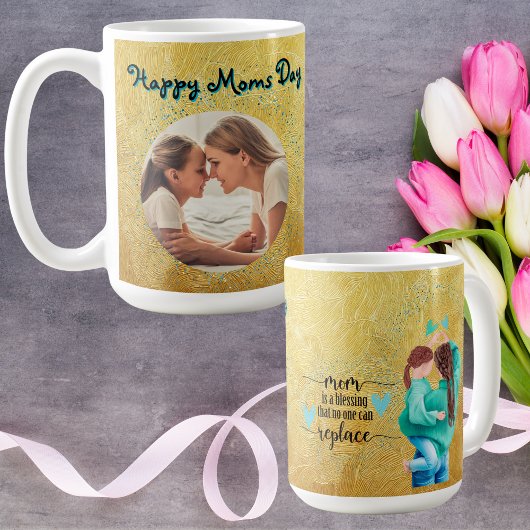 Happy Mamas Tag Glitzer Foto Tasse Mütter Tagesges