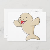 Happy Manatee Cartoon Postkarte (Vorne/Hinten)