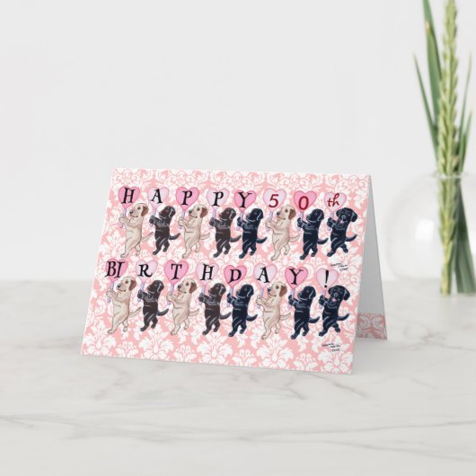 Happy Marching Labradors Birthday Karte (Vorderseite)