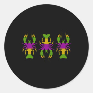 Happy Mardi Gras 2024 Crawfish Mardi Gras Matching Runder Aufkleber
