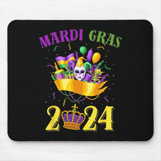 Happy Mardi Gras 2024 T-Shirt Karneval Mardi Gras  Mousepad (Vorne)