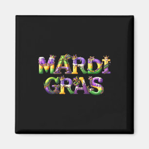 Happy Mardi Gras 2025 New Orleans Lilie Mas Magnet