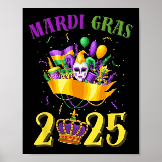 Happy Mardi Gras 2025 T-Shirt Karneval Mardi Gras Poster (Vorne)