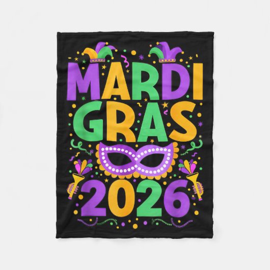 Happy Mardi Gras 2026 Costume New Orleans Matching Fleecedecke (Vorderseite)