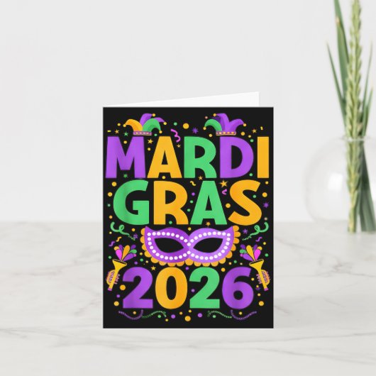 Happy Mardi Gras 2026 Costume New Orleans Matching Karte (Vorderseite)
