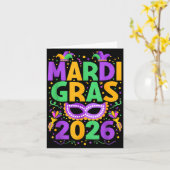Happy Mardi Gras 2026 Costume New Orleans Matching Karte (Gelbe Blume)