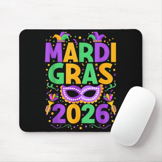 Happy Mardi Gras 2026 Costume New Orleans Matching Mousepad (Mit Mouse)