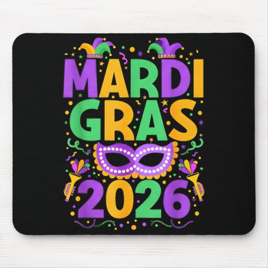Happy Mardi Gras 2026 Costume New Orleans Matching Mousepad (Vorne)