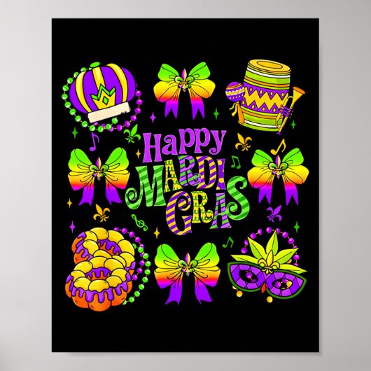 Happy Mardi Gras 2026 Funny King Cake Fleur De Lis Poster (Vorne)