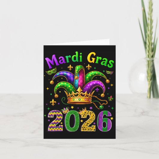 Happy Mardi Gras 2026 Jester Hat Men Women Kid Car Karte (Vorderseite)