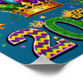 Happy Mardi Gras 2026 Jester Hat Men Women Kid Car Poster (Ecke)