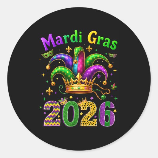 Happy Mardi Gras 2026 Jester Hat Men Women Kid Car Runder Aufkleber (Vorderseite)