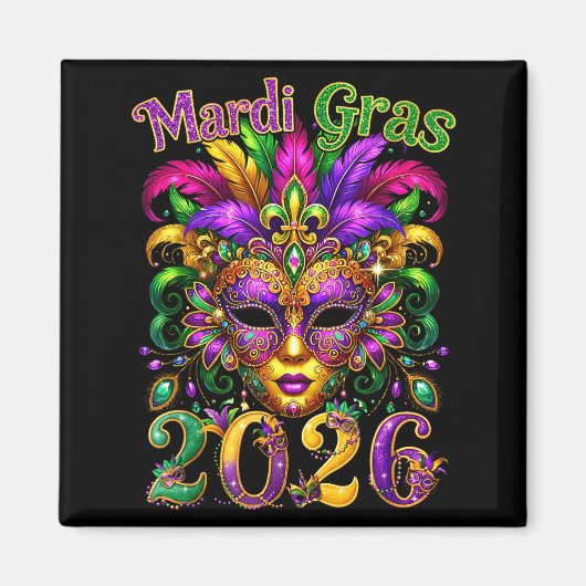 Happy Mardi Gras 2026 Jester Hat New Orleans Men W Magnet (Vorne)