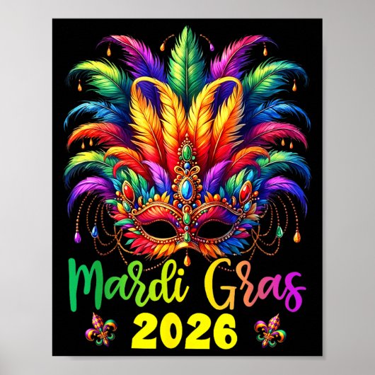 Happy Mardi Gras 2026 Jester Hat New Orleans Men W Poster (Vorne)