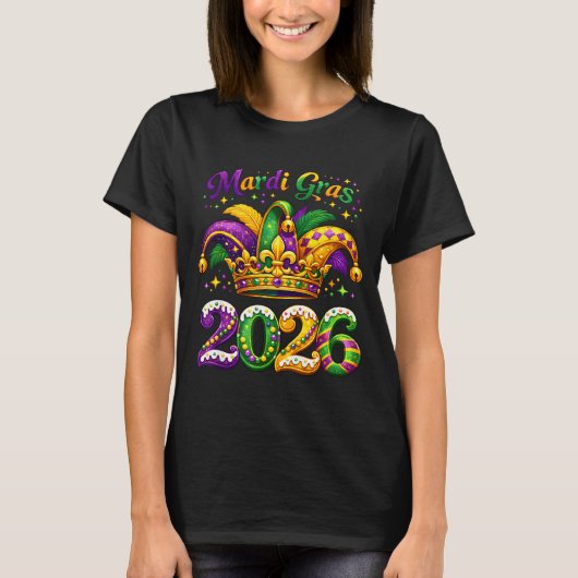 Happy Mardi Gras 2026 Jester Hat New Orleans Men W T-Shirt (Vorderseite)