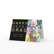 Happy Mardi Gras - ADD Family FOTO Card