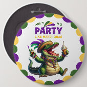Happy Mardi Gras Alligator Button (Vorne & Hinten)
