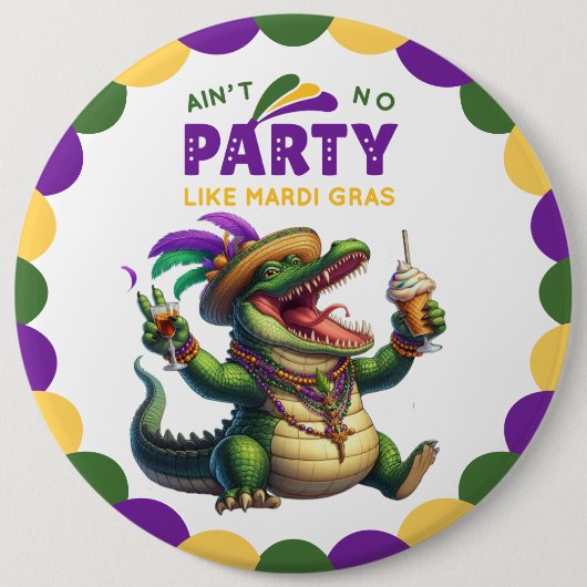 Happy Mardi Gras Alligator Button (Vorderseite)