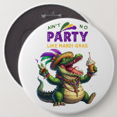 Happy Mardi Gras Alligator Button (Vorne & Hinten)