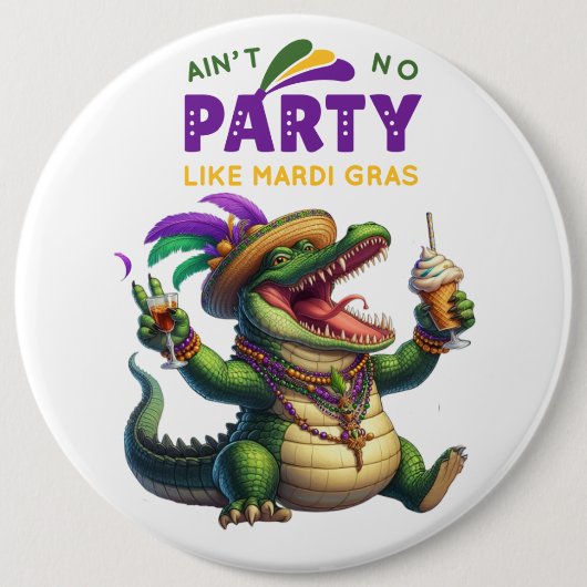 Happy Mardi Gras Alligator Button (Vorderseite)