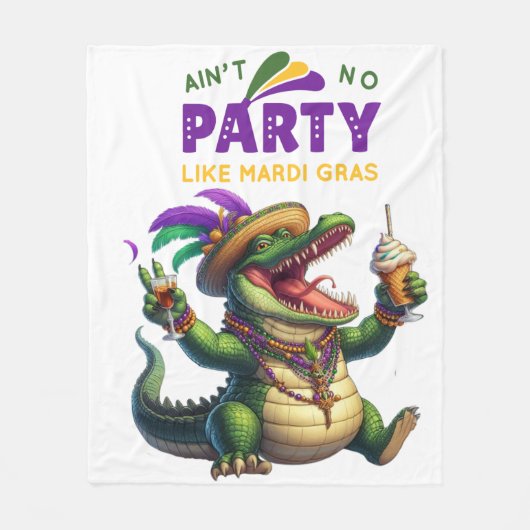 Happy Mardi Gras Alligator Fleecedecke (Vorderseite)