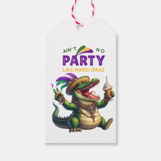 Happy Mardi Gras Alligator Geschenkanhänger (Vorderseite)
