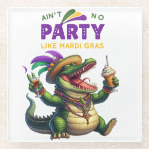 Happy Mardi Gras Alligator Glasuntersetzer