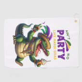 Happy Mardi Gras Alligator Golfhandtuch (Horizontal)