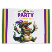 Happy Mardi Gras Alligator Große Geschenktüte (Rückseite)