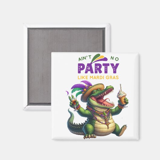 Happy Mardi Gras Alligator Magnet (Vorderseite/Rückseite)