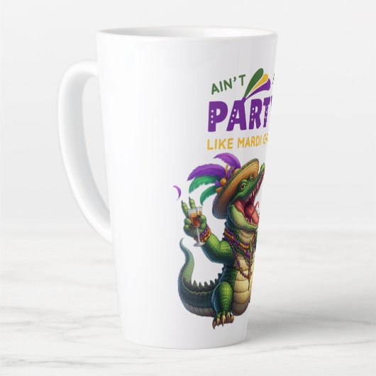 Happy Mardi Gras Alligator Milchtasse (Linke Ecke)