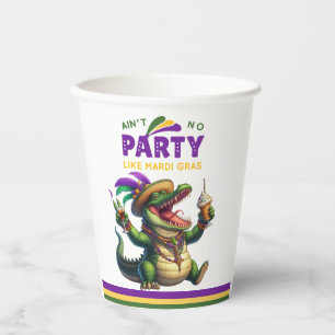 Happy Mardi Gras Alligator Pappbecher