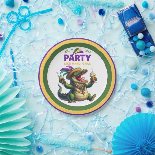 Happy Mardi Gras Alligator Pappteller (Party)