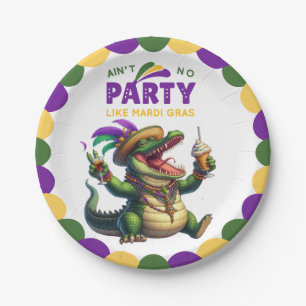 Happy Mardi Gras Alligator Pappteller