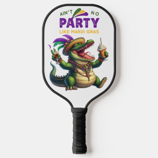 Happy Mardi Gras Alligator Pickleball Schläger (Vorderseite)