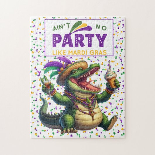 Happy Mardi Gras Alligator Puzzle (Vertikal)