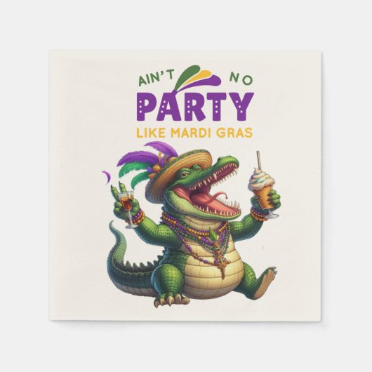 Happy Mardi Gras Alligator Serviette (Vorderseite)
