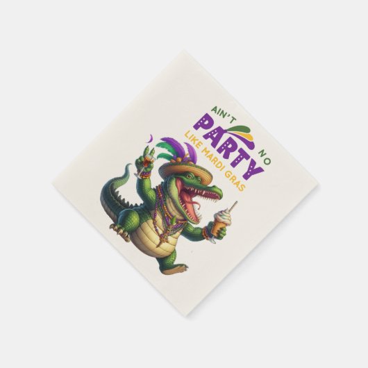 Happy Mardi Gras Alligator Serviette (Ecke)