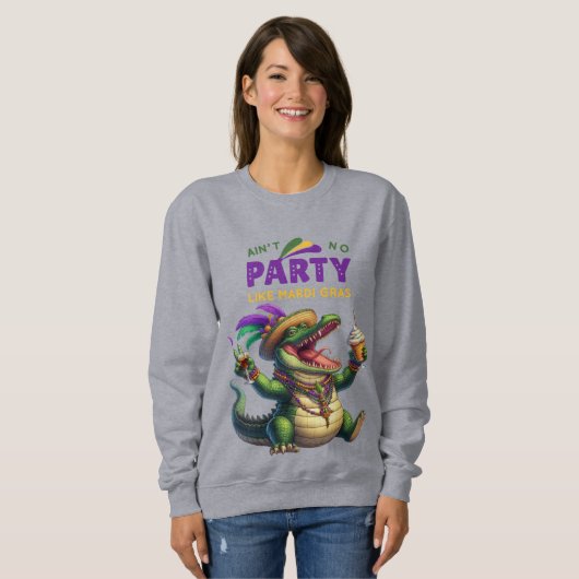 Happy Mardi Gras Alligator Sweatshirt (Vorne ganz)