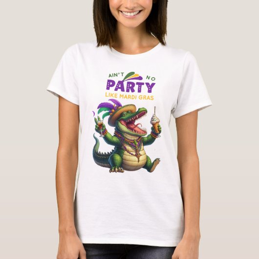 Happy Mardi Gras Alligator T-Shirt (Vorderseite)