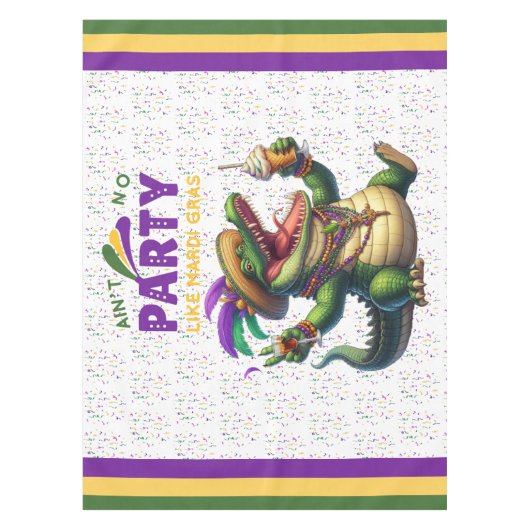 Happy Mardi Gras Alligator Tischdecke (Vorderseite)
