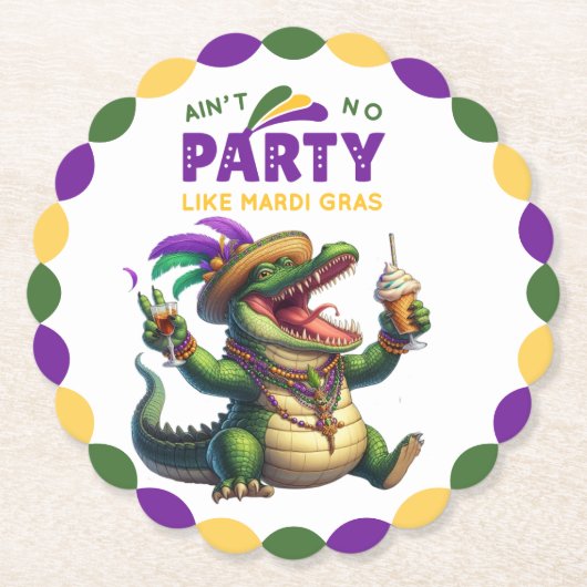Happy Mardi Gras Alligator Untersetzer (Vorderseite)