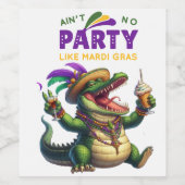 Happy Mardi Gras Alligator Weinetikett (Einzelnes Label)