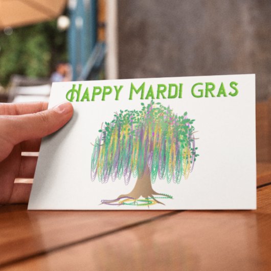 Happy Mardi Gras Beads Tree Postkarte